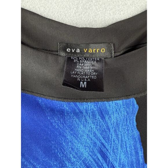 Eva Varro Tunic Top Womens Sz M Bold Floral 3/4 Sleeve Artsy Wearable Art Modern - Picture 2 of 8